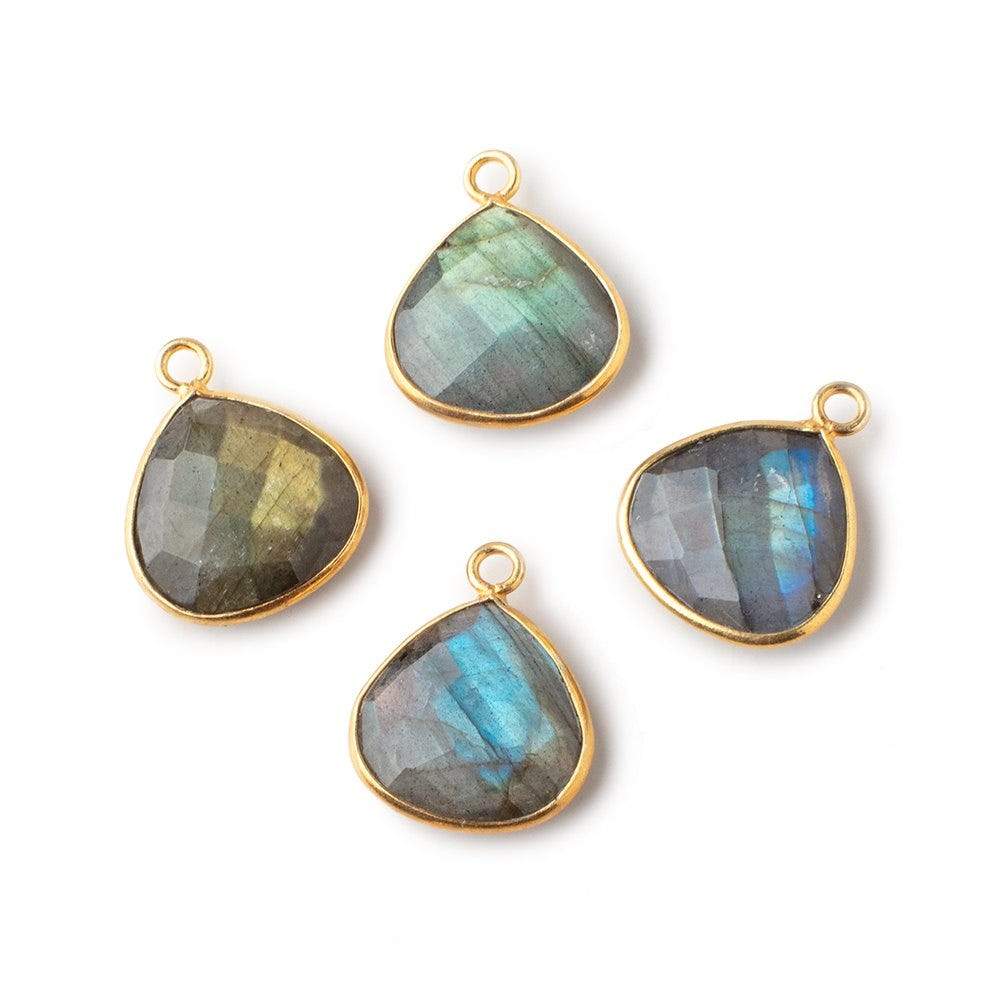 15mm Vermeil Bezeled Labradorite Faceted Heart Pendant 1 piece (ONLINE ORDER ONLY)