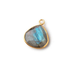 15mm Vermeil Bezeled Labradorite Faceted Heart Pendant 1 piece (ONLINE ORDER ONLY)