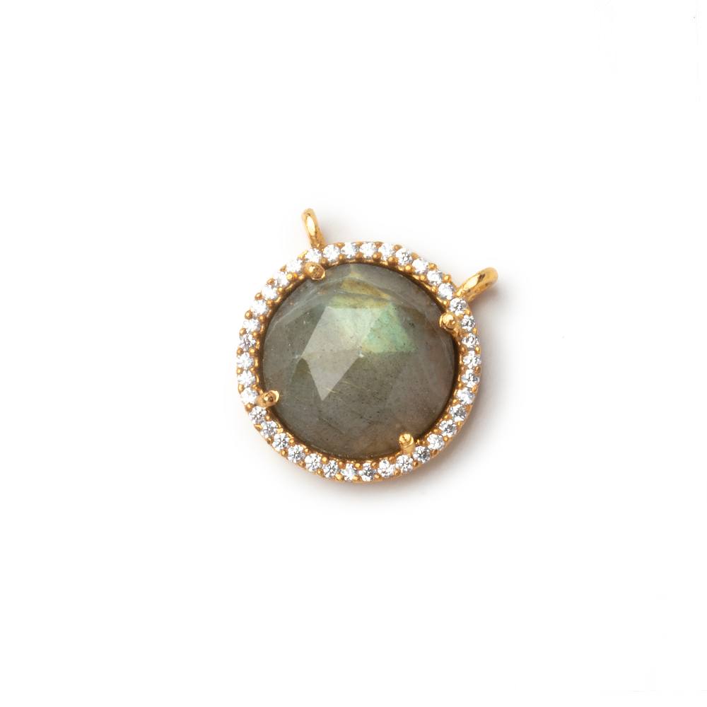 15mm Vermeil CZ Bezel Labradorite Faceted Coin Connector 1 Focal (ONLINE ORDER ONLY)