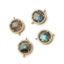 15mm Vermeil CZ Bezel Labradorite Faceted Coin Connector 1 piece (ONLINE ORDER ONLY)