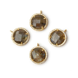 15mm Vermeil CZ Bezel Labradorite Faceted Coin Pendant 1 piece (ONLINE ORDER ONLY)