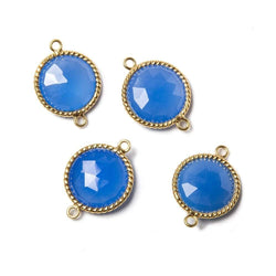 15mm Vermeil twist rope Bezel Santorini Blue Chalcedony Connector 1 piece (ONLINE ORDER ONLY)