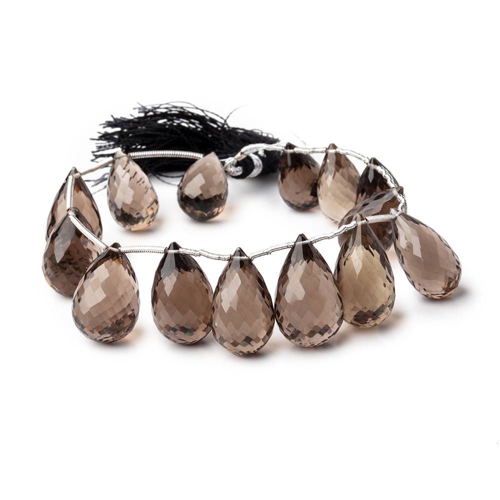 15x10-20x12mm Smoky Quartz Faceted Tear Drop Beads 8 inch 14 pieces (ONLINE ORDER ONLY)