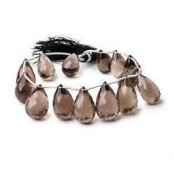 15x10-20x12mm Smoky Quartz Faceted Tear Drop Beads 8 inch 14 pieces (ONLINE ORDER ONLY)