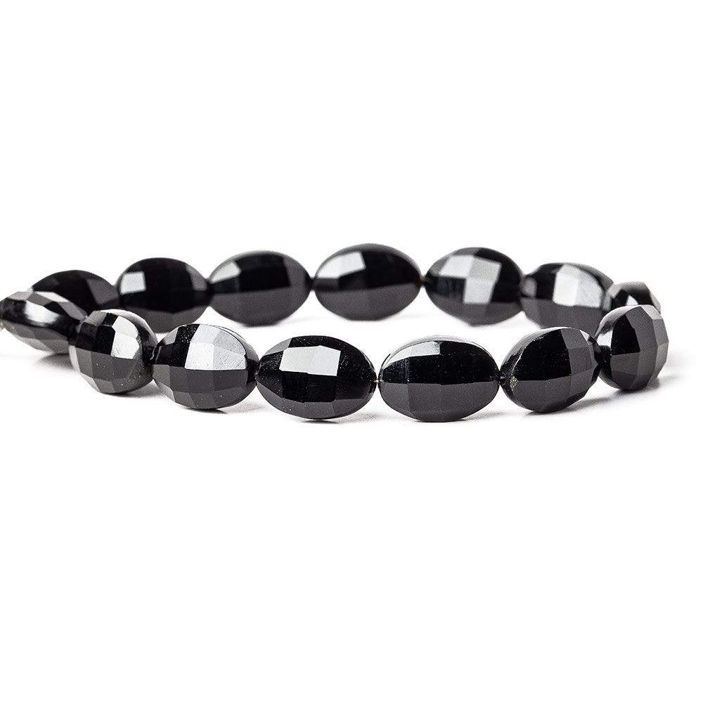 15x10mm Black Onyx straight drilled faceted oval beads 8 inch 14 pieces AAA (ONLINE ORDER ONLY)
