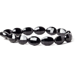 15x10mm Black Onyx straight drilled faceted oval beads 8 inch 14 pieces AAA (ONLINE ORDER ONLY)
