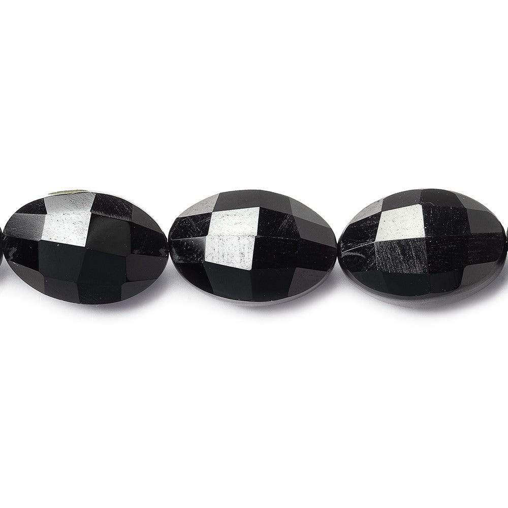 15x10mm Black Onyx straight drilled faceted oval beads 8 inch 14 pieces AAA (ONLINE ORDER ONLY)