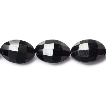15x10mm Black Onyx straight drilled faceted oval beads 8 inch 14 pieces AAA (ONLINE ORDER ONLY)