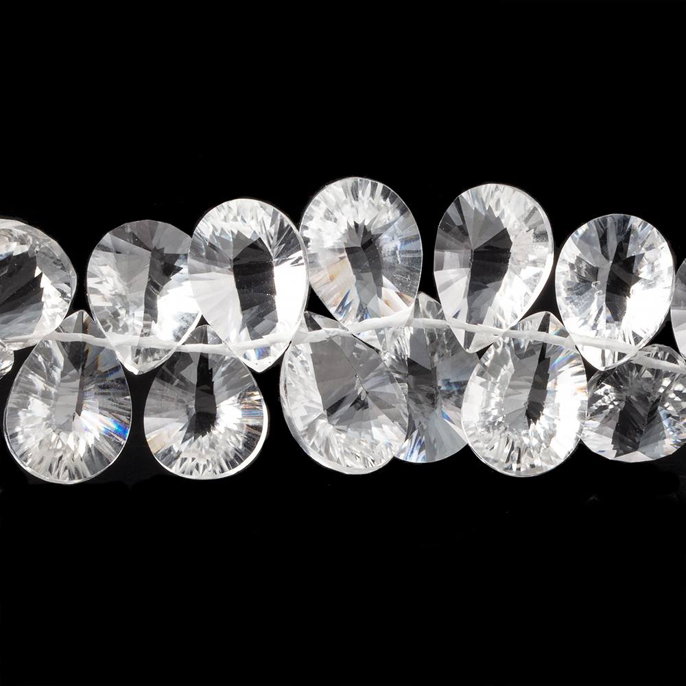 15x10mm Crystal Quartz Double Pavilion Faceted Pear Beads 8 inch 39 pieces (ONLINE ORDER ONLY)