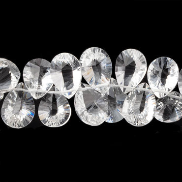 15x10mm Crystal Quartz Double Pavilion Faceted Pear Beads 8 inch 39 pieces (ONLINE ORDER ONLY)