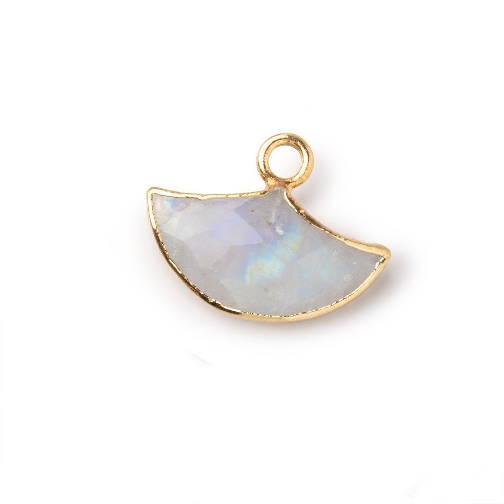 15x10mm Gold Leafed Rainbow Moonstone Faceted Fan Focal Pendant 1 piece (ONLINE ORDER ONLY)