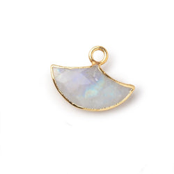 15x10mm Gold Leafed Rainbow Moonstone Faceted Fan Focal Pendant 1 piece (ONLINE ORDER ONLY)
