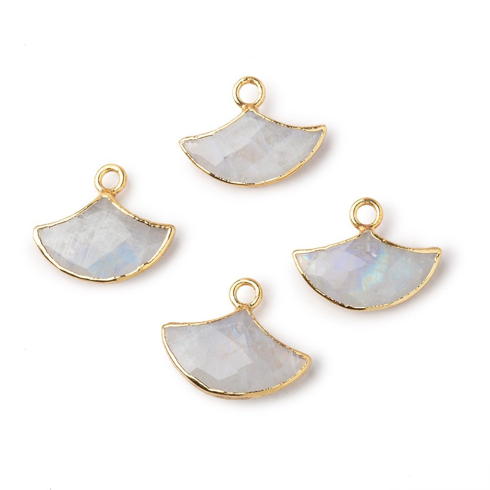 15x10mm Gold Leafed Rainbow Moonstone Faceted Fan Focal Pendant 1 piece (ONLINE ORDER ONLY)