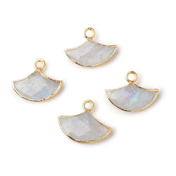 15x10mm Gold Leafed Rainbow Moonstone Faceted Fan Focal Pendant 1 piece (ONLINE ORDER ONLY)