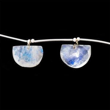 15x11-16x12mm Rainbow Moonstone Faceted Half Moon Beads 6 inch 7 pieces (ONLINE ORDER ONLY)