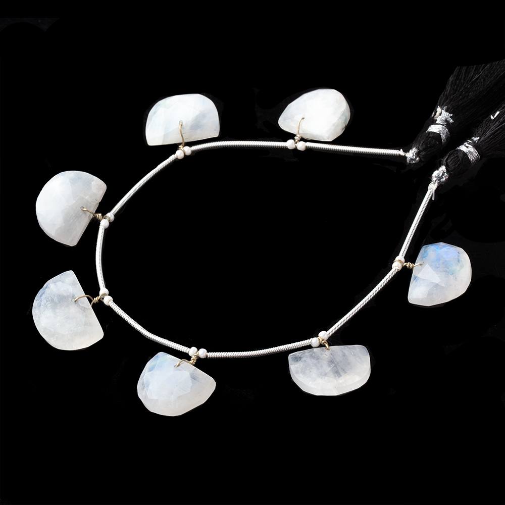 15x11-16x12mm Rainbow Moonstone Faceted Half Moon Beads 6 inch 7 pieces (ONLINE ORDER ONLY)