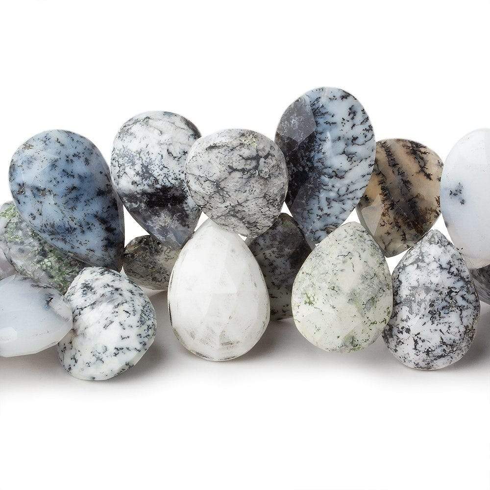 15x11-18x13mm Dendritic White Opal Faceted Pear Beads 8 inch 35 pieces AA (ONLINE ORDER ONLY)