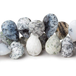 15x11-18x13mm Dendritic White Opal Faceted Pear Beads 8 inch 35 pieces AA (ONLINE ORDER ONLY)