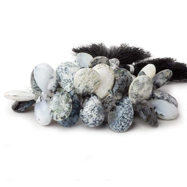 15x11-18x13mm Dendritic White Opal Faceted Pear Beads 8 inch 35 pieces AA (ONLINE ORDER ONLY)
