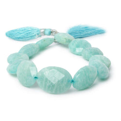 15x11mm - 17x12mm Amazonite Straight Drilled Faceted Oval Beads 8 inch 12 pieces (ONLINE ORDER ONLY)