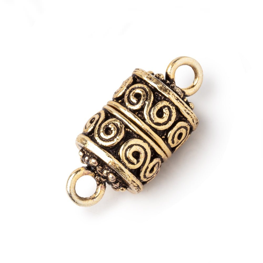 15x11mm Antiqued 22kt Gold Plated Wave Scroll Magnetic Clasp 1 piece (ONLINE ORDER ONLY)