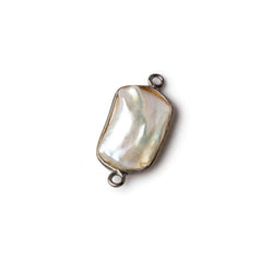15x11mm Black Gold .925 Bezel White Keshi Freshwater Pearl Connector 1 piece (ONLINE ORDER ONLY)