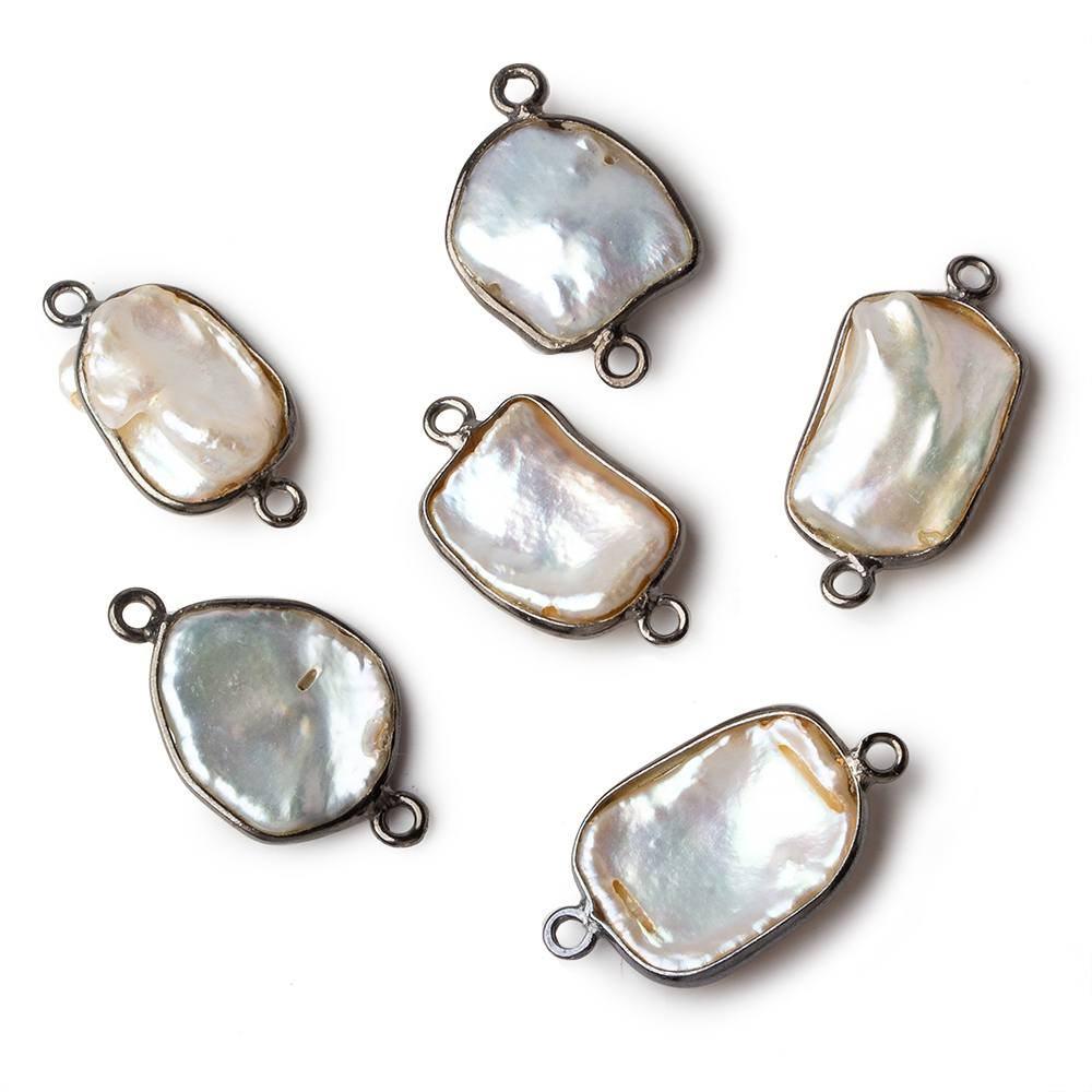 15x11mm Black Gold .925 Bezel White Keshi Freshwater Pearl Connector 1 piece (ONLINE ORDER ONLY)