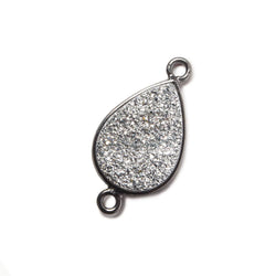 15x11mm Black Gold Bezel Metallic Silver Drusy Pear Connector 1 piece (ONLINE ORDER ONLY)