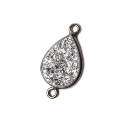 15x11mm Black Gold Bezel Metallic Silver Drusy Pear Connector 1 piece (ONLINE ORDER ONLY)