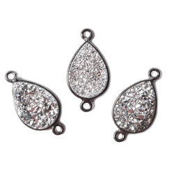 15x11mm Black Gold Bezel Metallic Silver Drusy Pear Connector 1 piece (ONLINE ORDER ONLY)