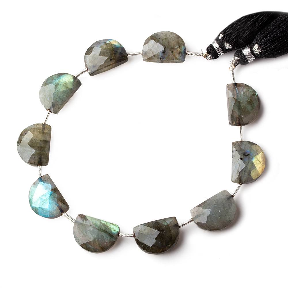 15x11mm Labradorite east west faceted half moon beads 8 inch 10 beads (ONLINE ORDER ONLY)