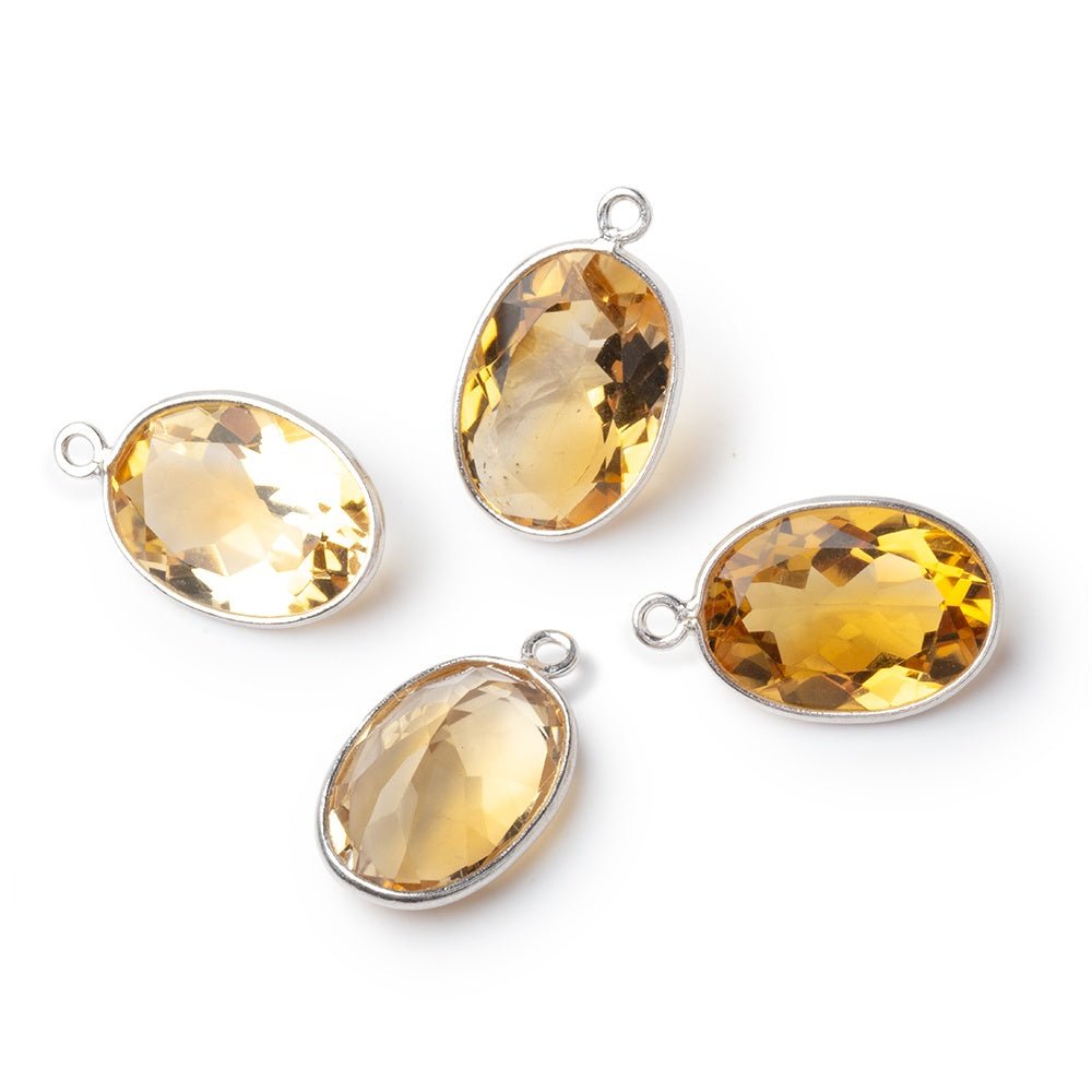 15x11mm Sterling Silver Bezel Citrine Pavilion Faceted Oval Pendant 1 piece (ONLINE ORDER ONLY)