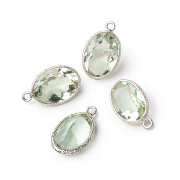 15x11mm Sterling Silver Textured Bezel Prasiolite Pavilion Faceted Oval 1 Pendant (ONLINE ORDER ONLY)