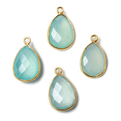 15x11mm Vermeil Bezel Aqua Chalcedony Pear Focal Pendant 1 piece (ONLINE ORDER ONLY)