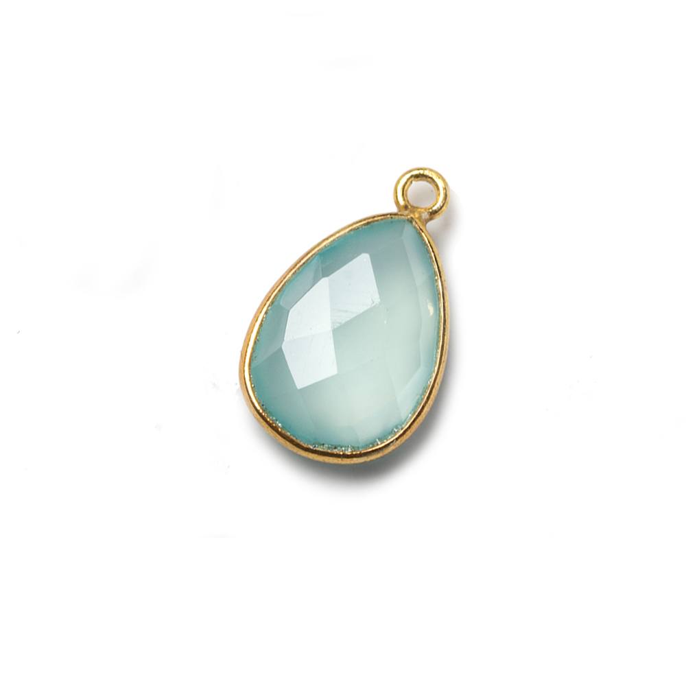 15x11mm Vermeil Bezel Aqua Chalcedony Pear Focal Pendant 1 piece (ONLINE ORDER ONLY)
