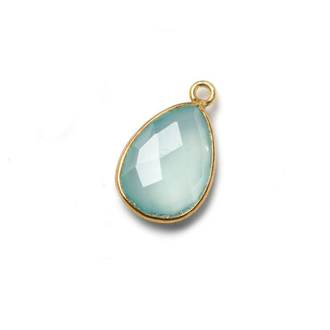 15x11mm Vermeil Bezel Aqua Chalcedony Pear Focal Pendant 1 piece (ONLINE ORDER ONLY)