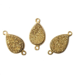 15x11mm Vermeil Bezel Metallic Gold Drusy Pear Connector 1 piece (ONLINE ORDER ONLY)
