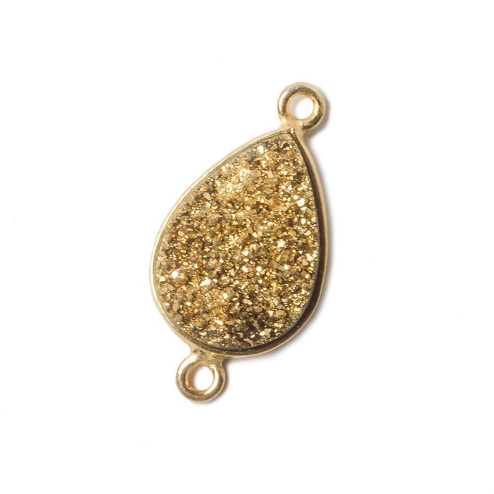 15x11mm Vermeil Bezel Metallic Gold Drusy Pear Connector 1 piece (ONLINE ORDER ONLY)