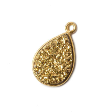 15x11mm Vermeil Bezel Metallic Gold Drusy Pear Pendant 1 piece (ONLINE ORDER ONLY)