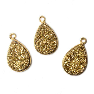 15x11mm Vermeil Bezel Metallic Gold Drusy Pear Pendant 1 piece (ONLINE ORDER ONLY)
