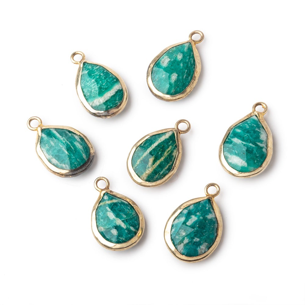 15x11mm Vermeil Bezel Russian Amazonite Pear Focal Pendant 1 piece (ONLINE ORDER ONLY)