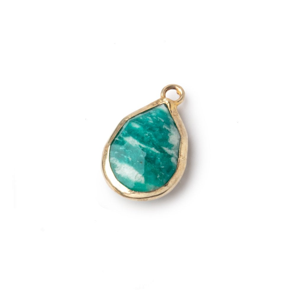 15x11mm Vermeil Bezel Russian Amazonite Pear Focal Pendant 1 piece (ONLINE ORDER ONLY)