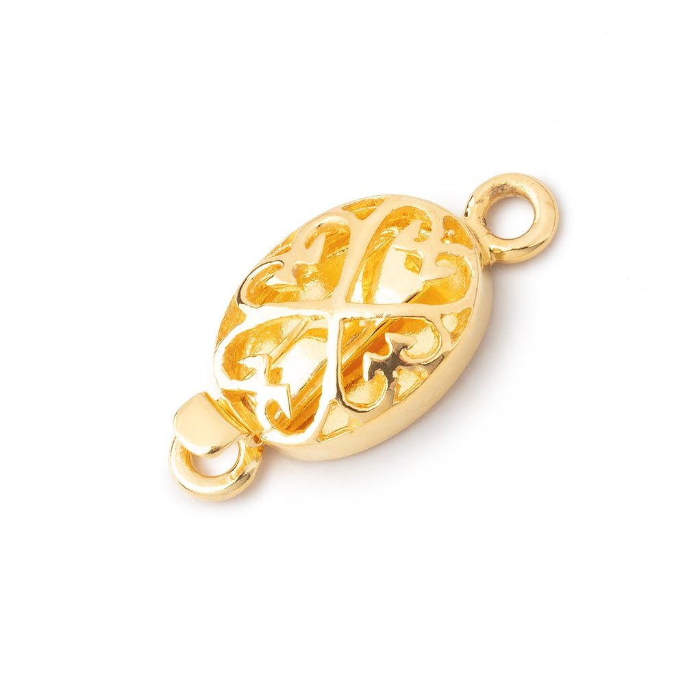 15x11mm Vermeil Oval Box Clasp with Heart Design 1 piece (ONLINE ORDER ONLY)