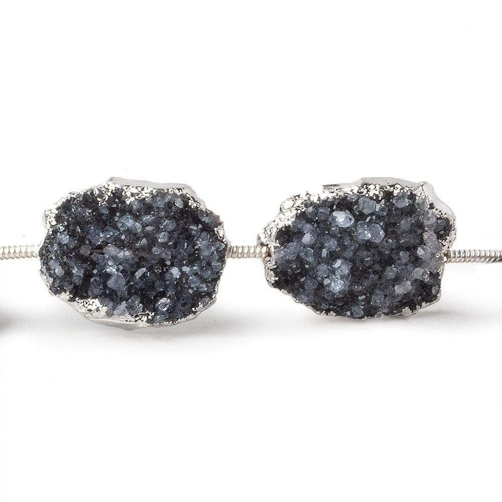 15x12-16x13mm Silver Leafed Black Drusy Strand 8 inch 10 pieces (ONLINE ORDER ONLY)