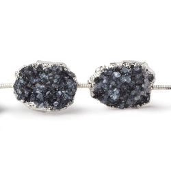 15x12-16x13mm Silver Leafed Black Drusy Strand 8 inch 10 pieces (ONLINE ORDER ONLY)