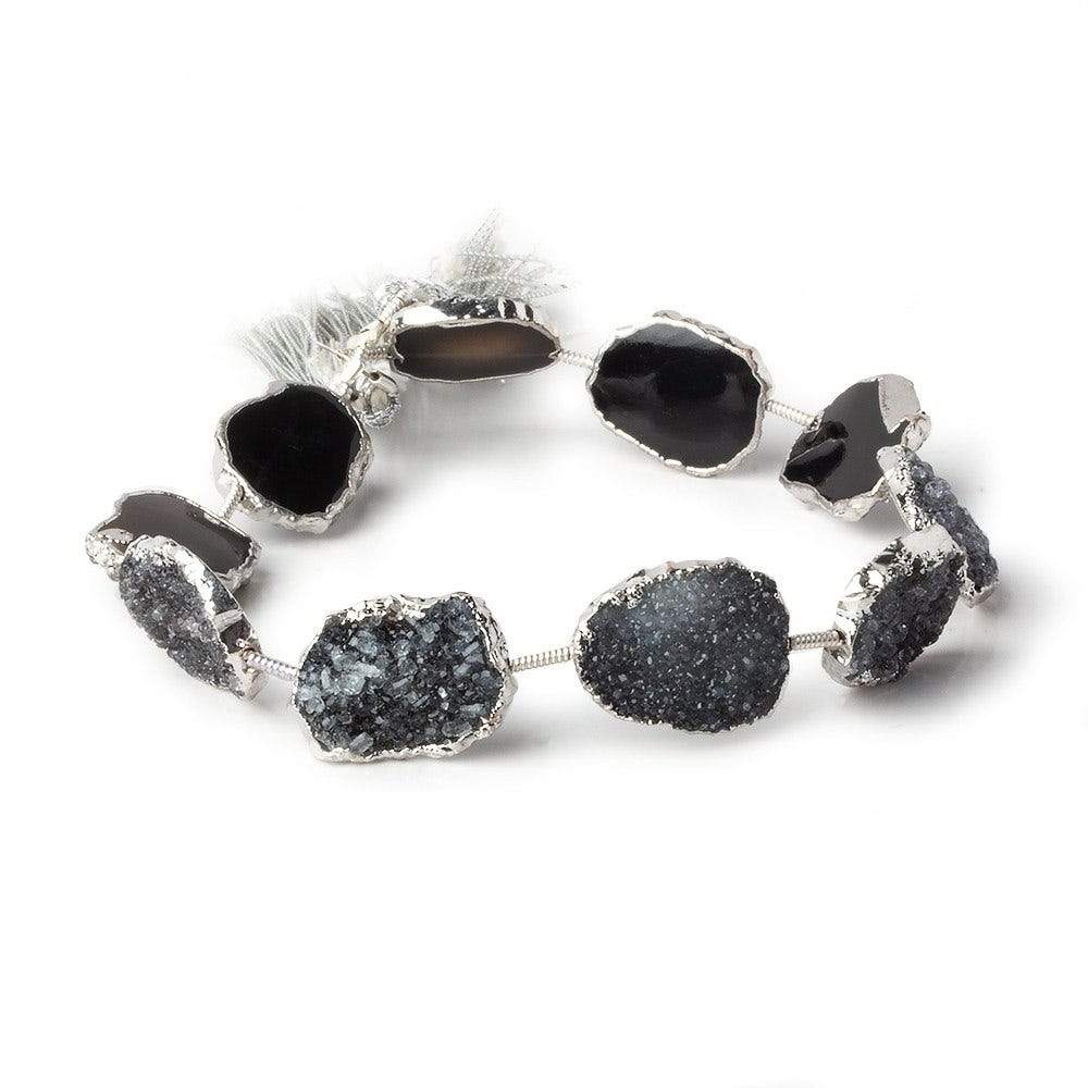 15x12-16x13mm Silver Leafed Black Drusy Strand 8 inch 10 pieces (ONLINE ORDER ONLY)