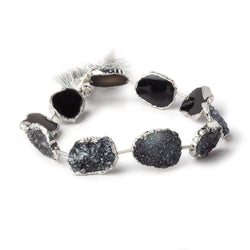 15x12-16x13mm Silver Leafed Black Drusy Strand 8 inch 10 pieces (ONLINE ORDER ONLY)