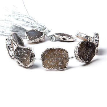 15x12-16x13mm Silver Leafed Black Drusy Strand 8 inch 10 pieces (ONLINE ORDER ONLY)