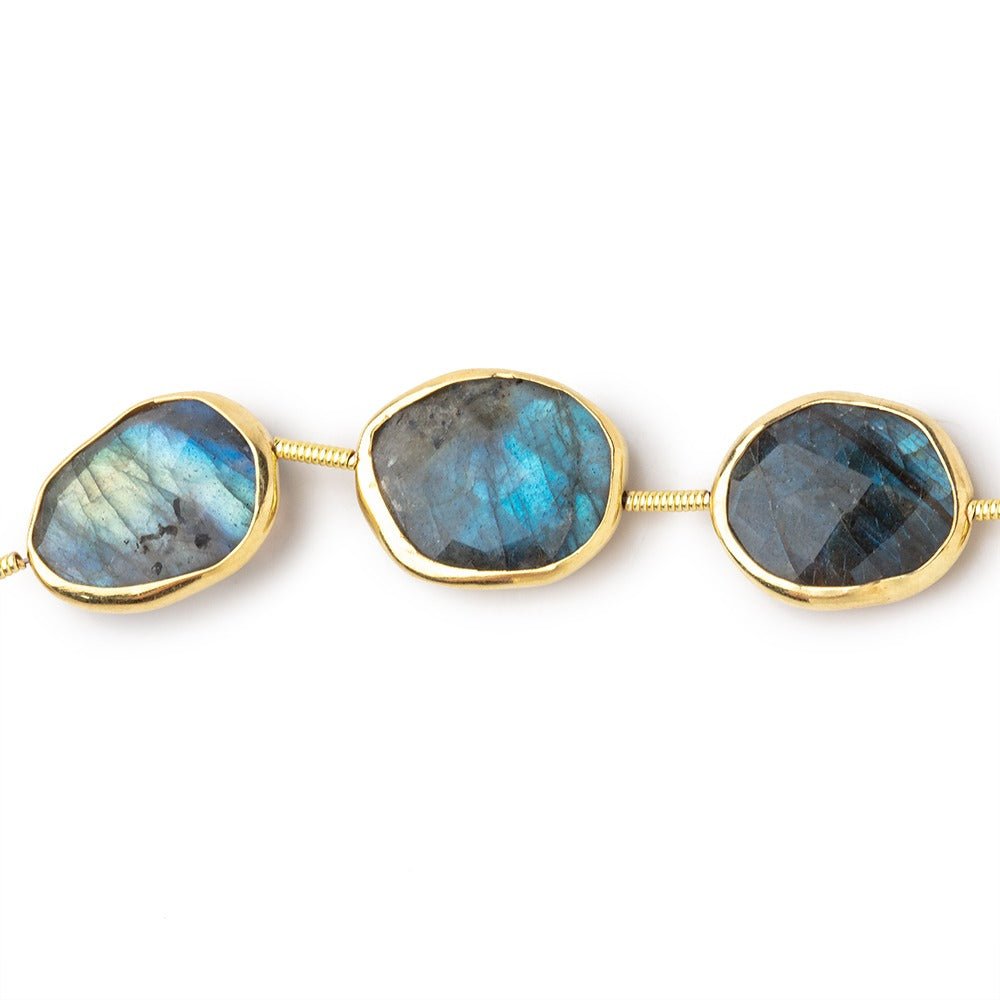 15x12-16x13mm Vermeil Bezel Labradorite Faceted Nugget Beads 8 inch 10 pieces (ONLINE ORDER ONLY)