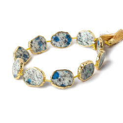 15x12-17x13mm Gold leafed K2 Azurite Granite "K2 Jasper" Slice Strand 8 inch 10 beads (ONLINE ORDER ONLY)